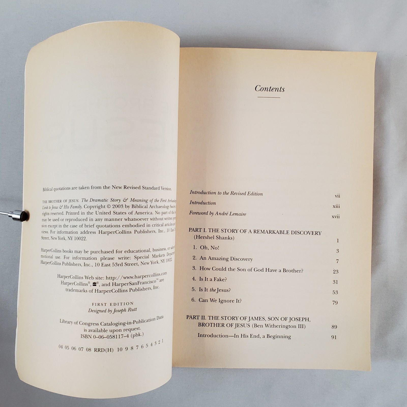 The Brother of Jesus PB Book James Ossuary Hershel Shanks & Ben Witherington III