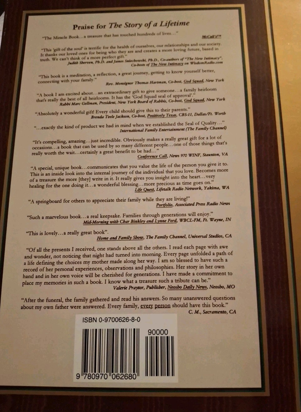 The Story of a Lifetime: A Keepsake of P- hardcover, 9780964303249, Pamela Pavuk