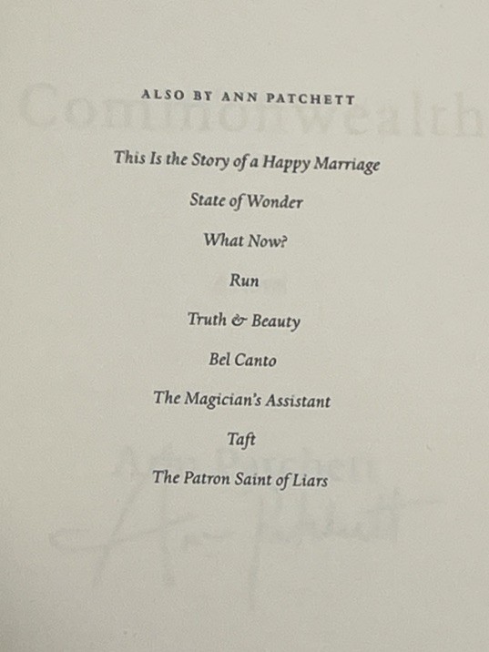 Commonwealth by Ann Patchett, Signed 1st Edition, 2016 HC Near Fine