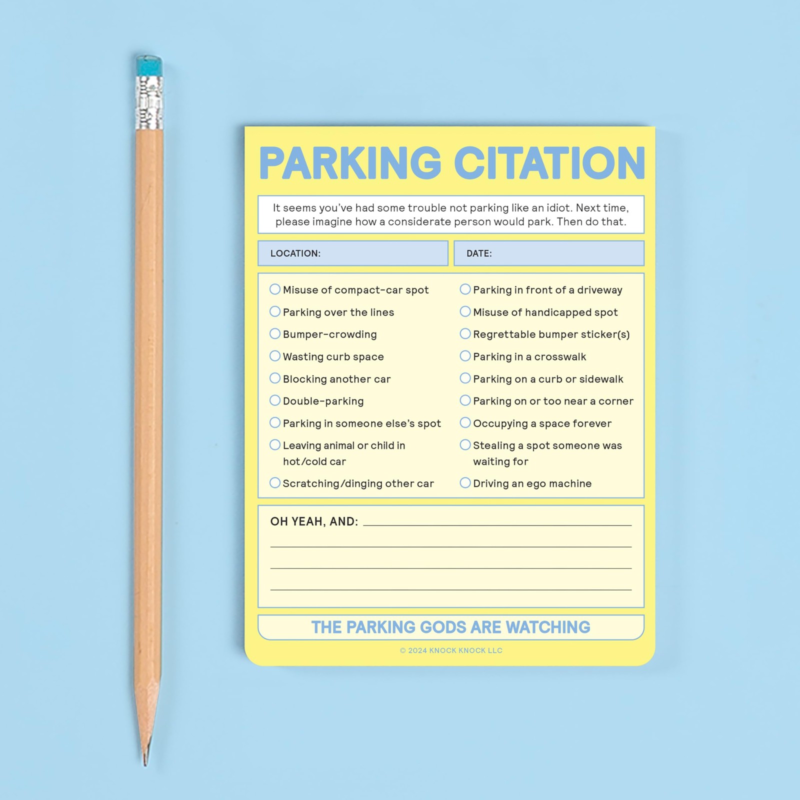 Knock Knock 1-Count Parking Citation Nifty Note Pad Fake Parking Ticket Pad P…