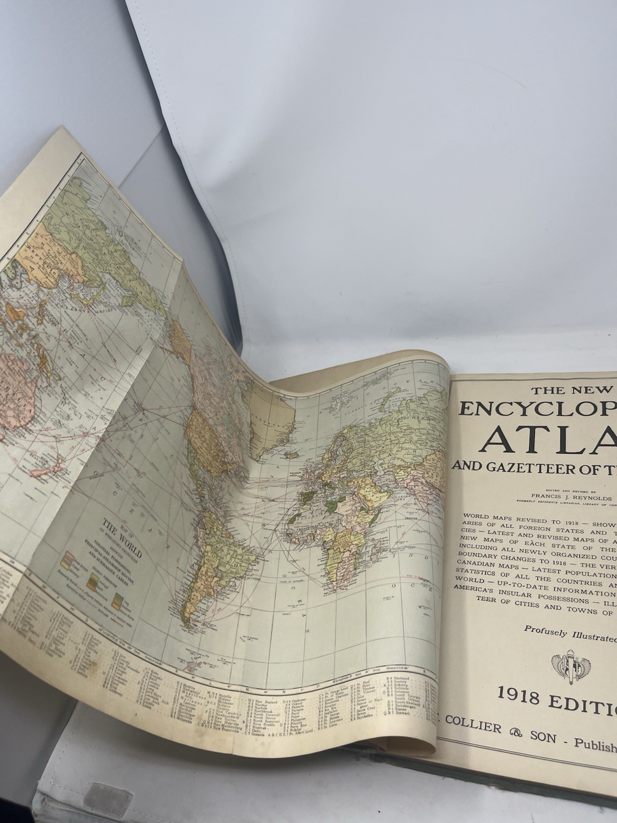 The New Encyclopedic Atlas & Gazetteer of the World 1918 Illustrated PF Collier