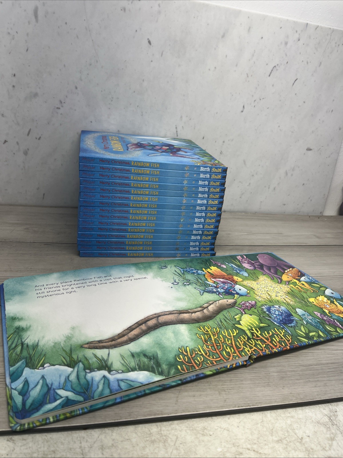 Lot Of 16 Merry Christmas Rainbow Fish, HC Books, By Marcus Poster