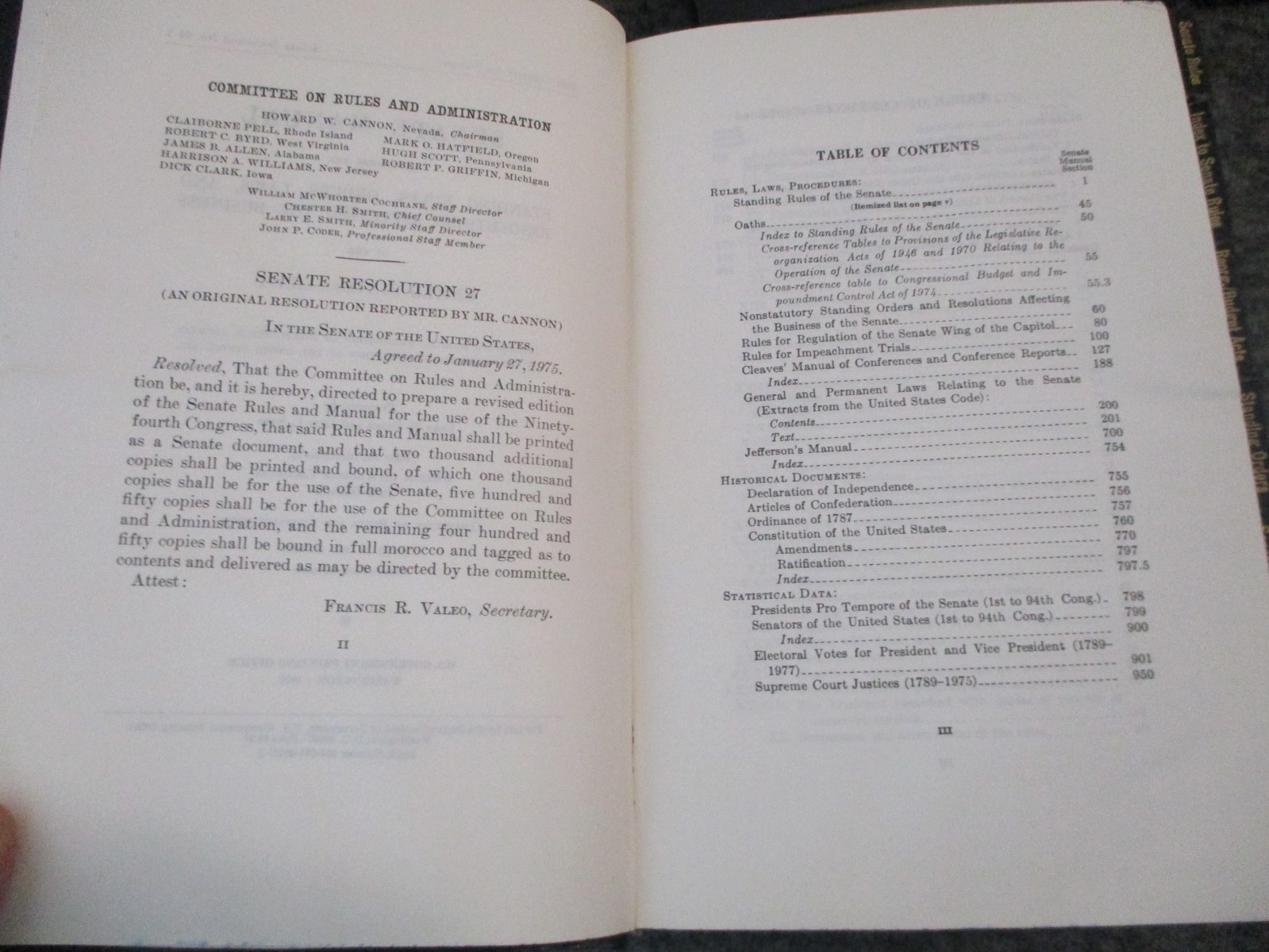 SENATE MANUAL(4) UNITED STATES RULES 1947-57-63-75 -SENATOR JOHN SPARKMAN ESTATE