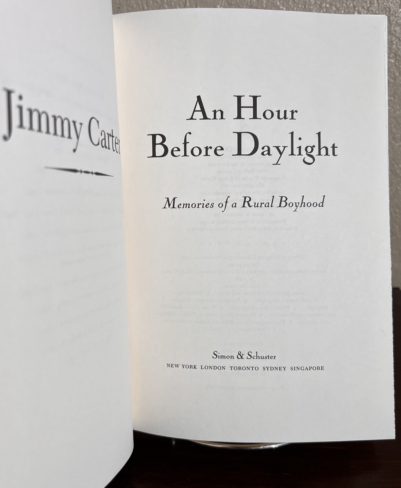 AN HOUR BEFORE DAYLIGHT by Jimmy Carter (2001, Hardcover) 1st/1st
