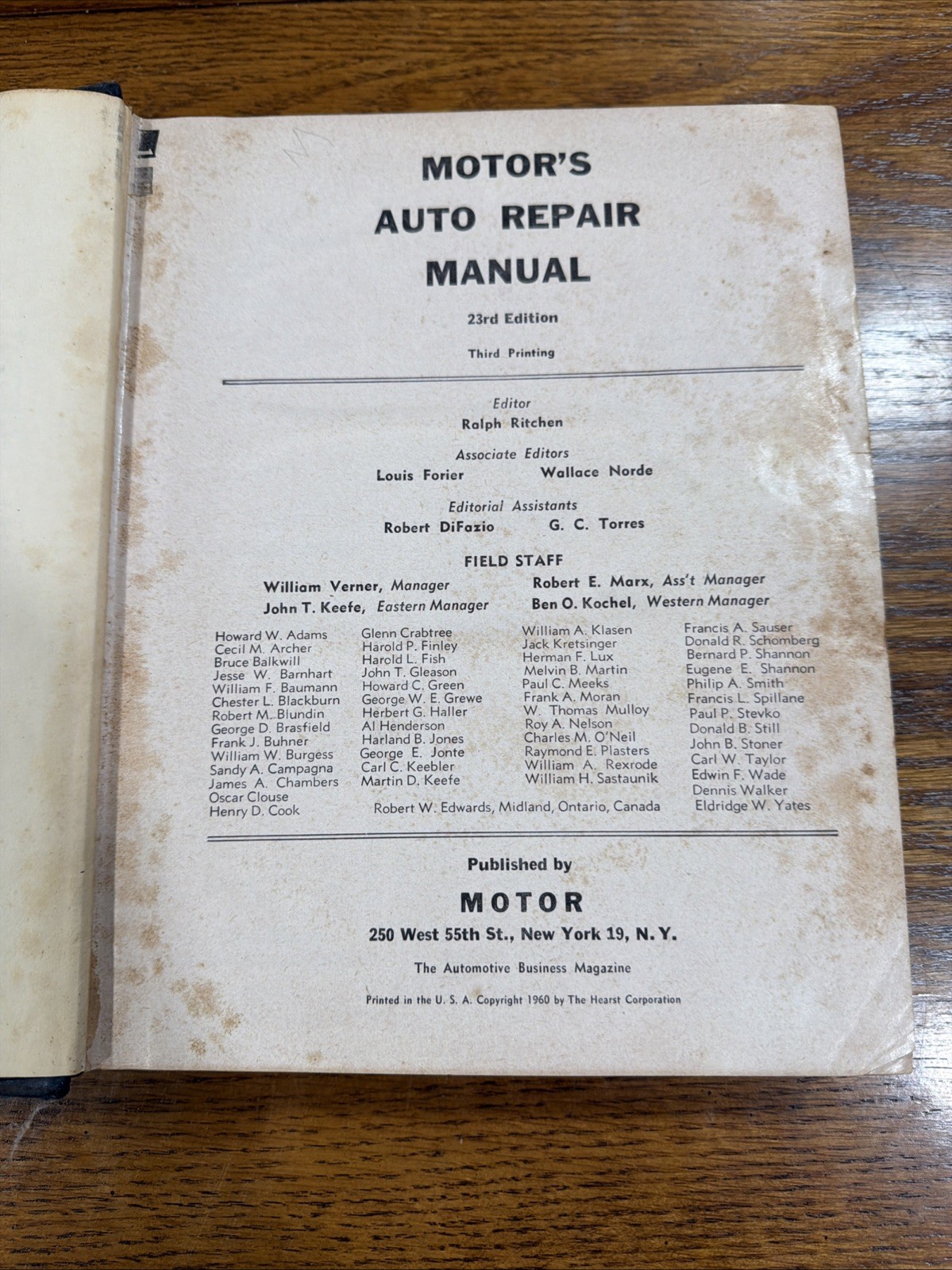 1960 Motor’s Auto Repair Manual (covers 1953-1960) 23rd edition