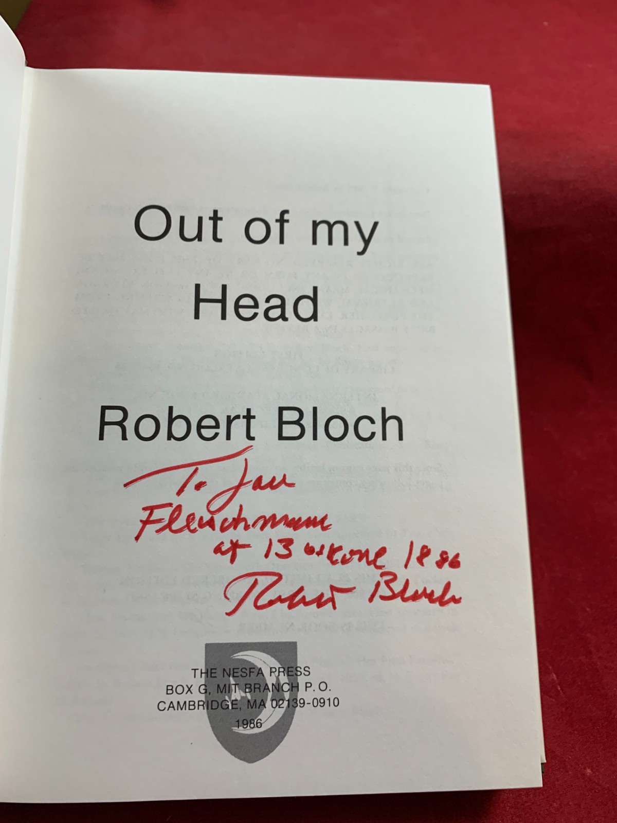 Out Of My Head Signed By Robert Bloch & Bob Eggleton136/200 1st Edition Slipcase