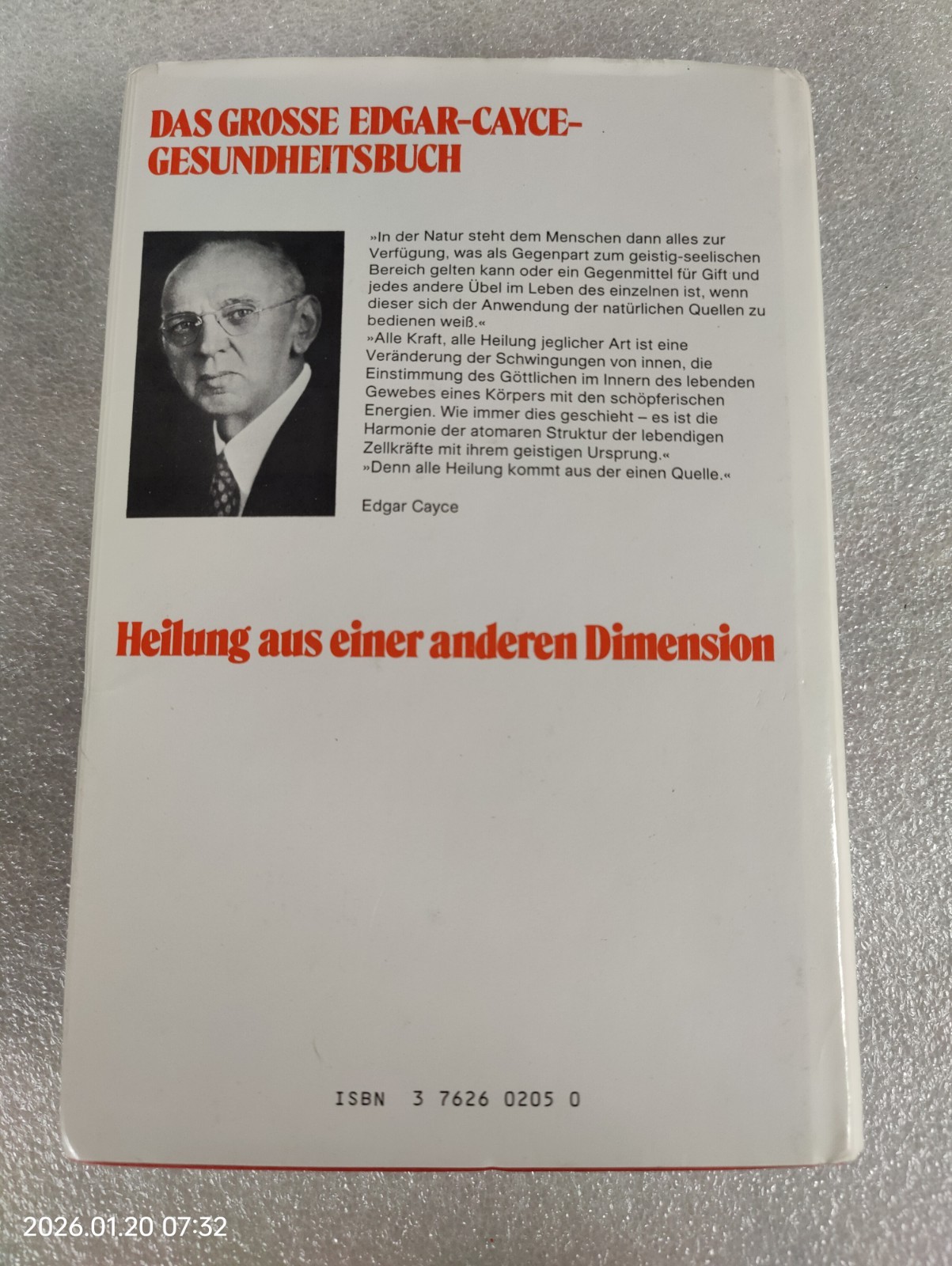 Das grosse Edgar-Cayce-Gesundheitsbuch 7th Edition „Auflage“ 1986