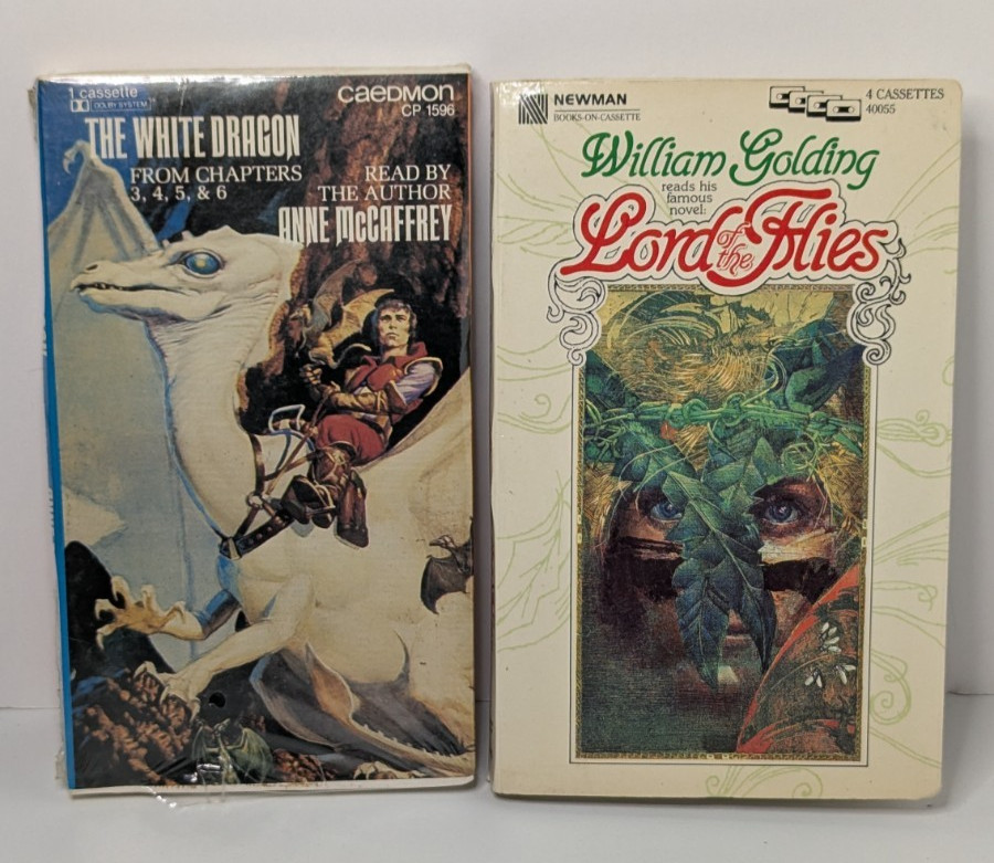 Vintage Incomplete Cassette Audiobooks Lord Of The Flies /White Dragon read