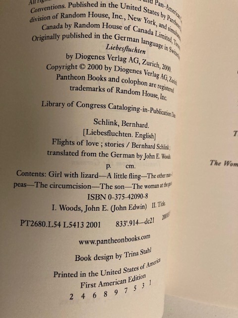 Flights of Love by Bernhard Schlink (2001) Advance Uncorrected Galleys (ARC)