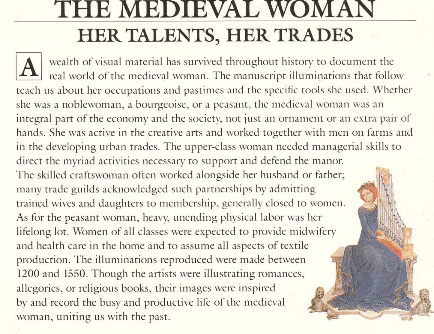 The Medieval Woman, An Illuminated Book of 30 Postcards, by Sally Fox, Art Book