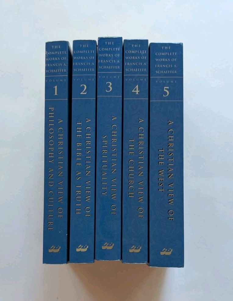 Complete Works of Francis Schaeffer Christian Worldview 5 Vol Set 1985 PB VG