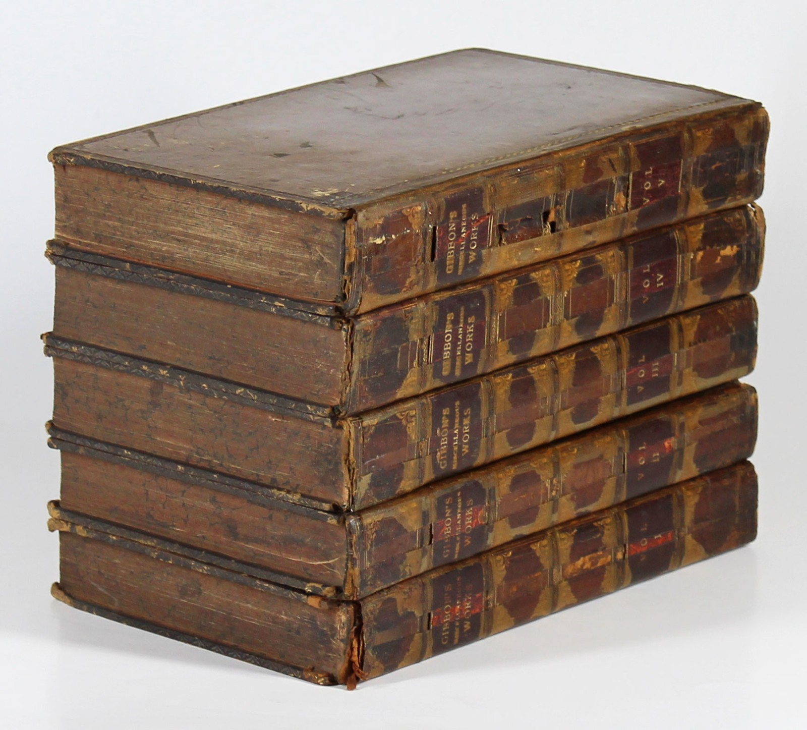 The Miscellaneous Works Of Edward Gibbon 2nd Edition 5 Volume Set 1814 Leather