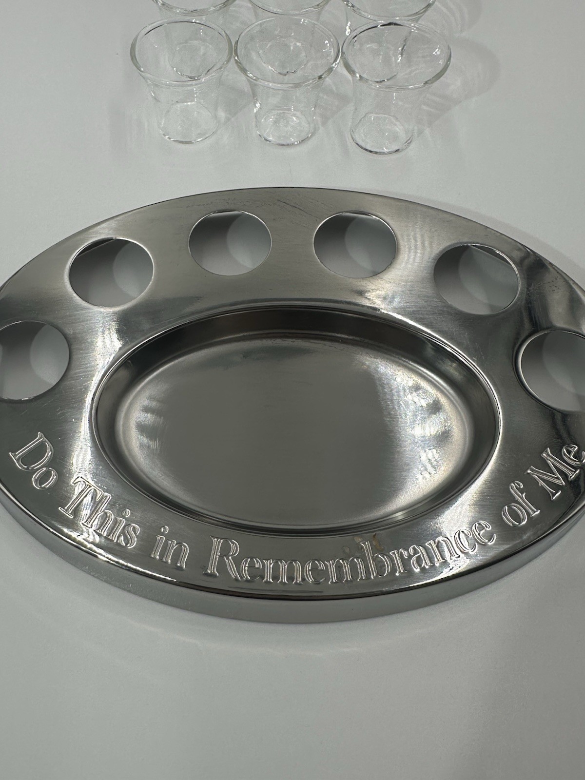 Legacy Portable Communion Set 6 Glasses Stainless Steel Host Wine Set Last Right