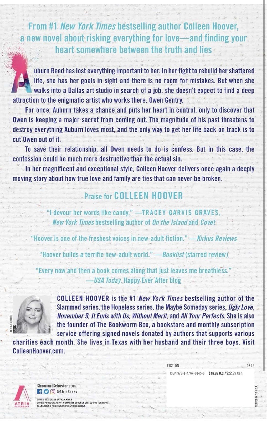 Confess: A Novel Colleen Hoover Paperback, About Risking Everything For Love New