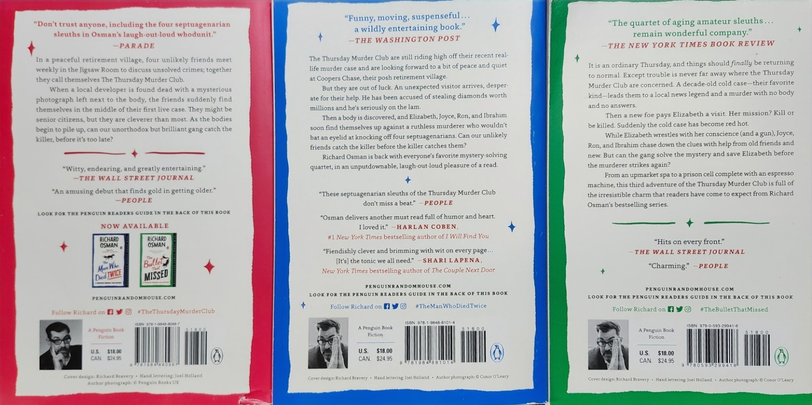 Lot 3 Richard Osman Thursday Murder Club 1-3 in Series Trade PB Books