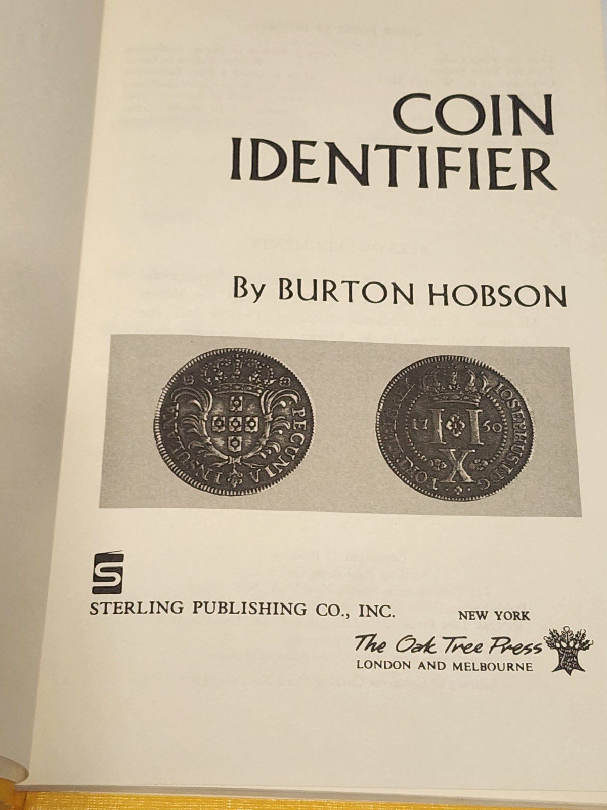 Coin Identifier by Burton Hobson 1966 Vintage Hardcover Book 88 Pages