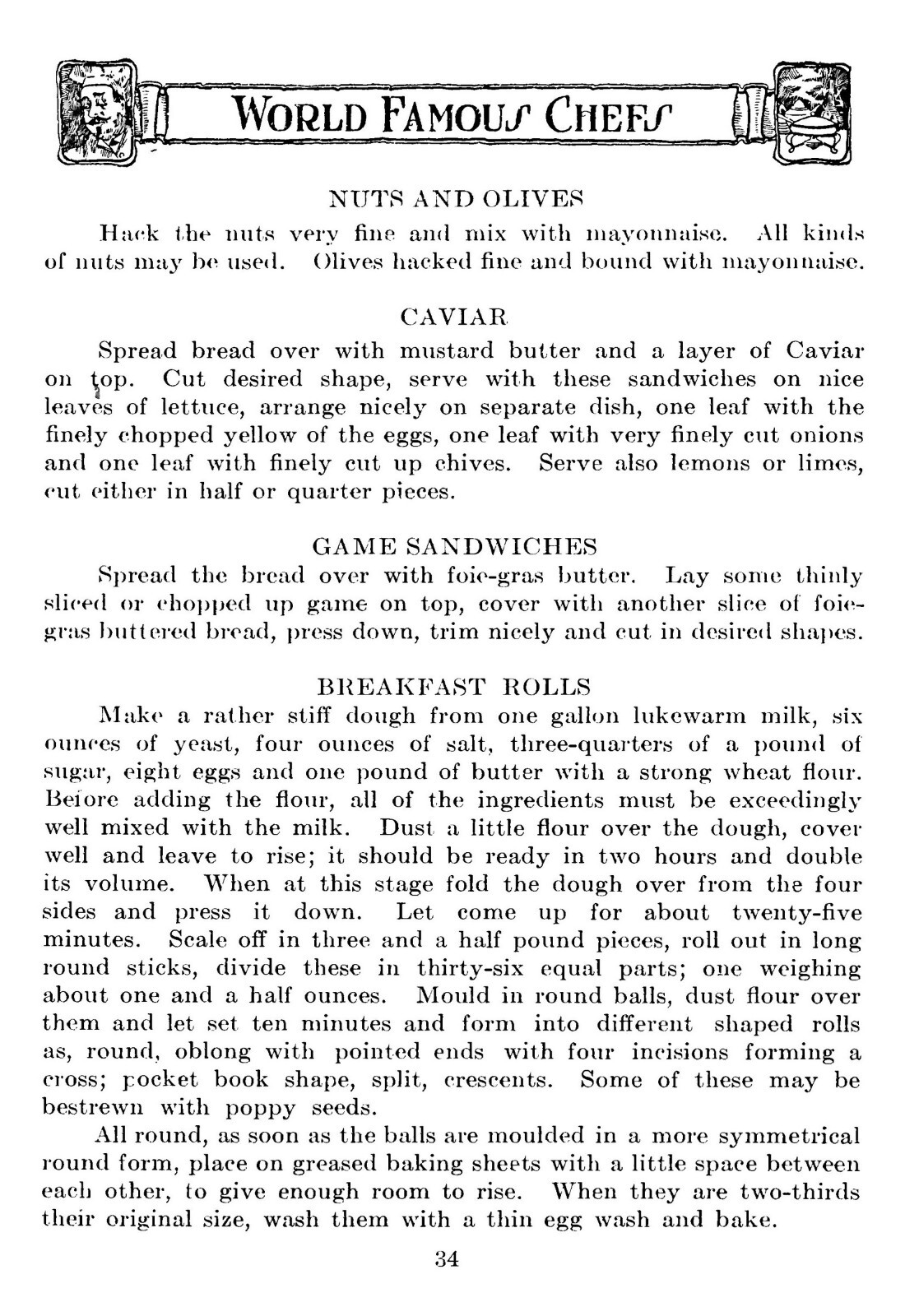 1913 Bread and pastry recipes of th Of The World Famous Chefs Cook Book 80 Pages