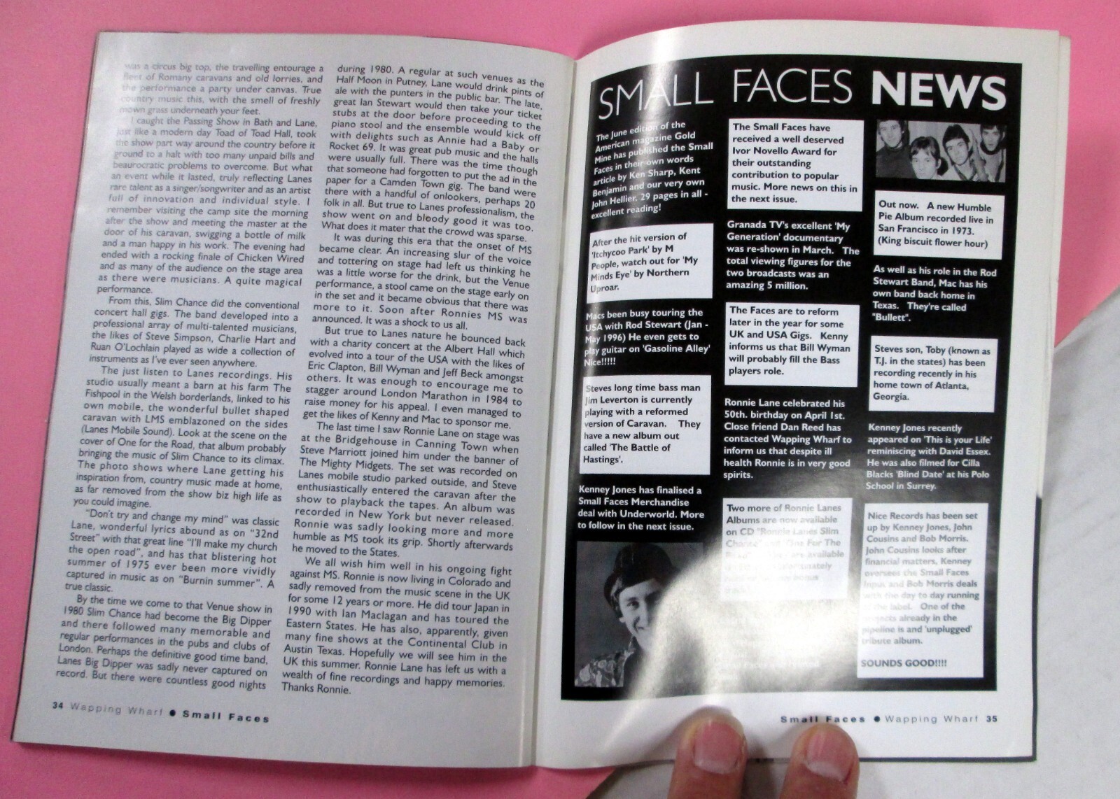 SMALL FACES Wapping Wharf U.K. FANZINE No.9 /36 pages Good Condition #783