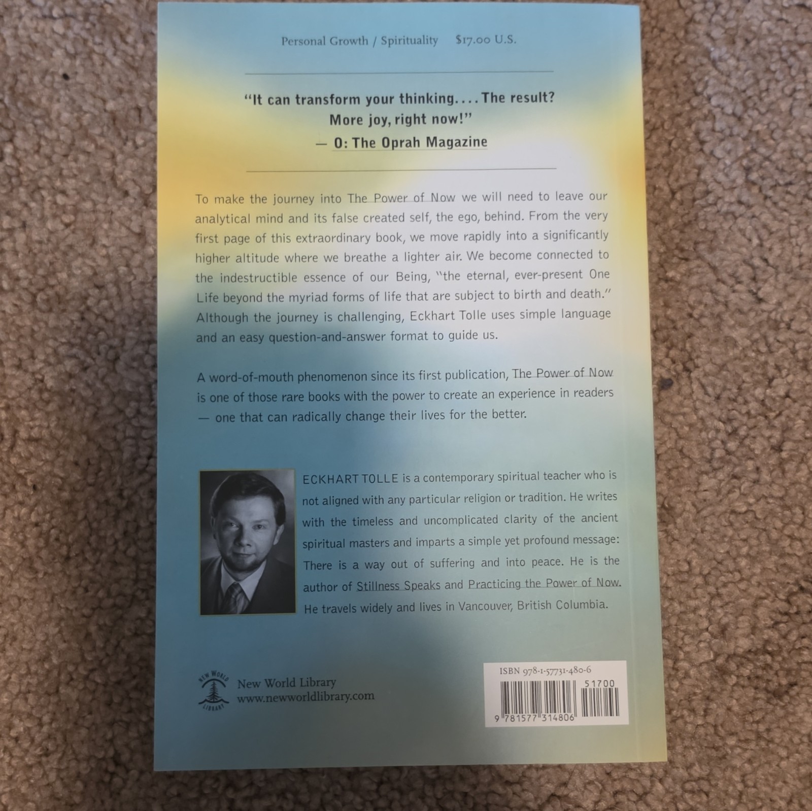 Eckhart Tolle The Power of Now Trade Paperback 2004 Spirituality Book