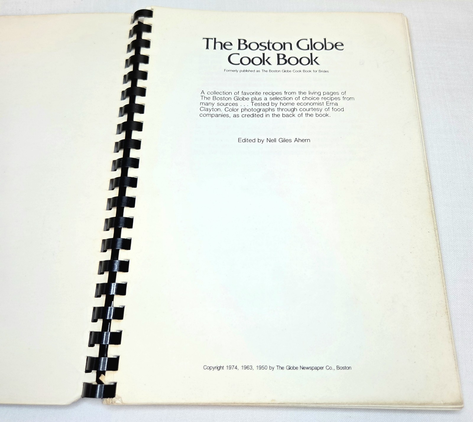 Vintage 1974 Boston Globe Cook Book Cookbook New England Recipes Spiral-bound