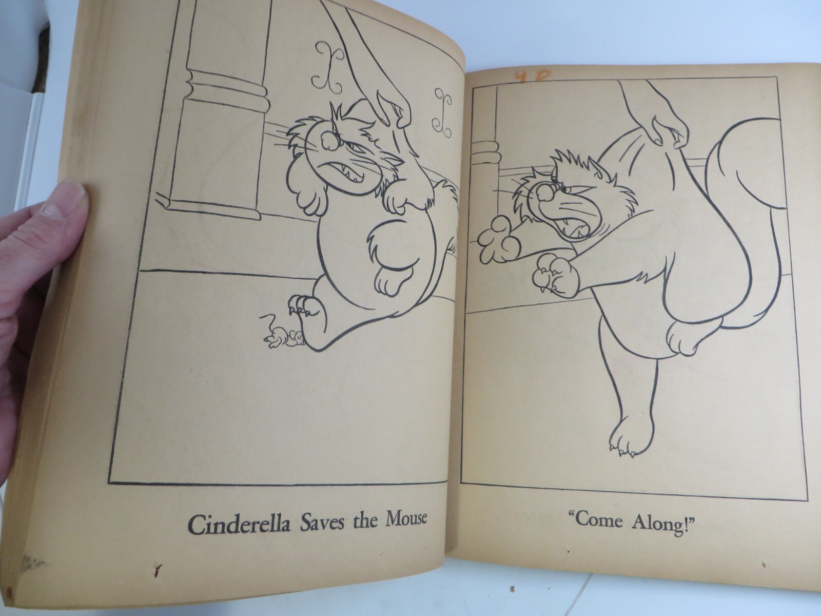 Vintage 1950 Walt Disney CINDERELLA Paint Coloring Book Whitman Publishing RARE