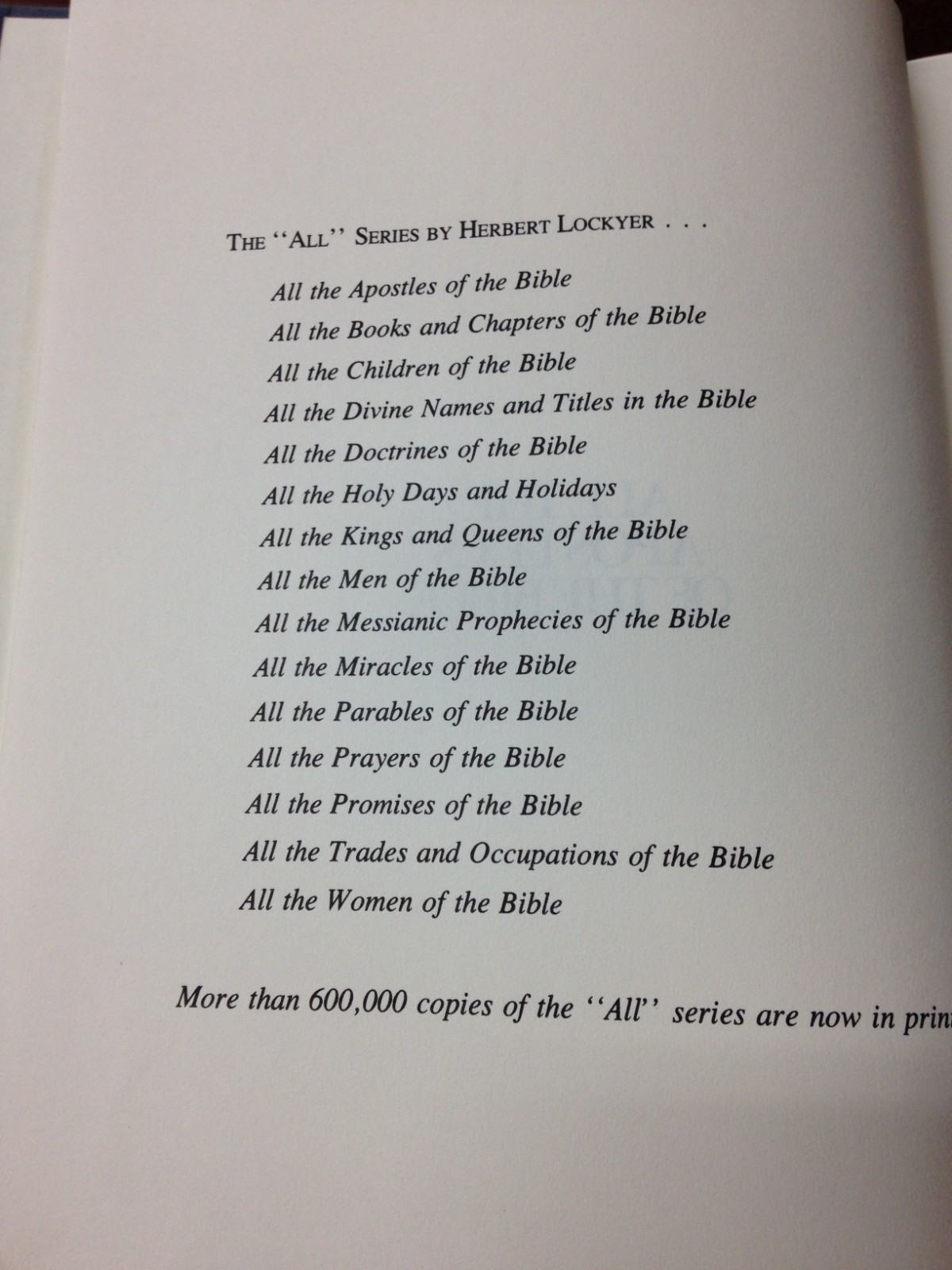 All the …. of the Bible Series H Lockyer 15 Vs Zondervan HBs 1969-73 VG 290611