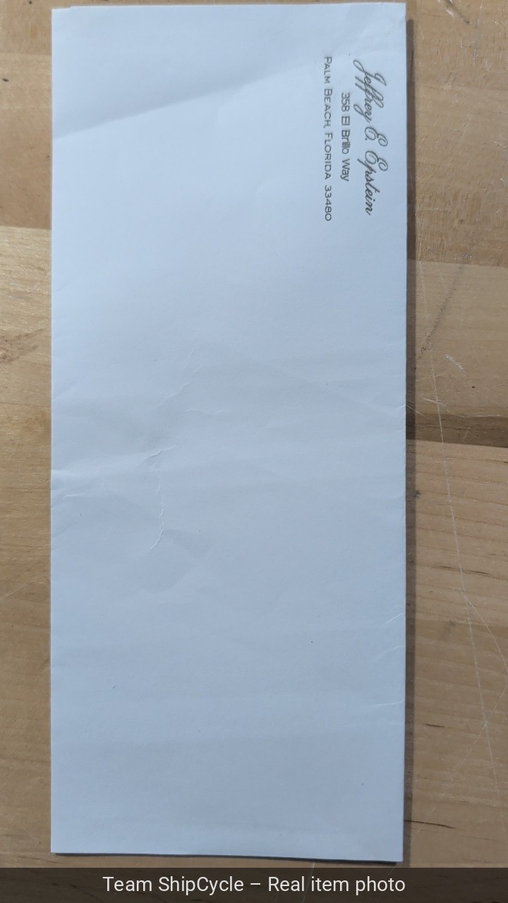 Envelope Jeffrey E Epstein Palm Beach Florida G2U