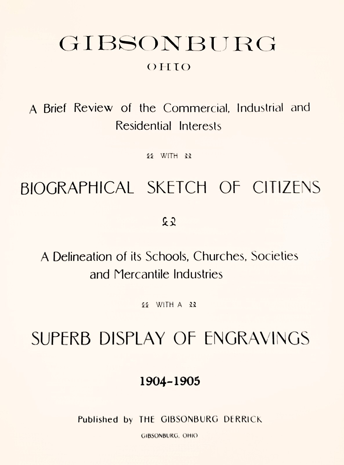GIBSONBURG Ohio Area History
