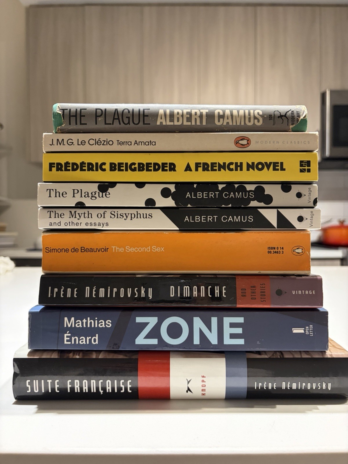 lot of 9 books (Albert Camus, Simone de Beauvoir, J.M.G. Le Clézio)