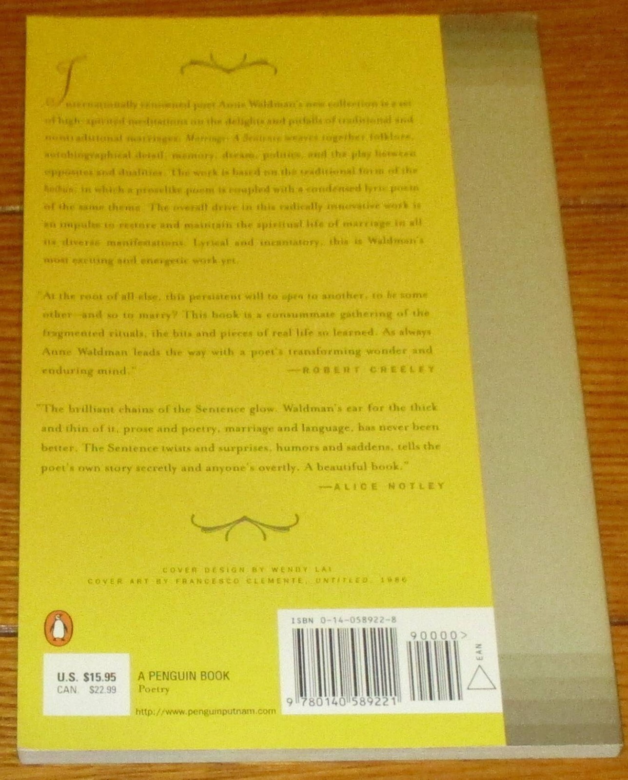 2000 Marriage: A Sentence by Anne Waldman SIGNED 116 Pages Haibun/Poetry RARE