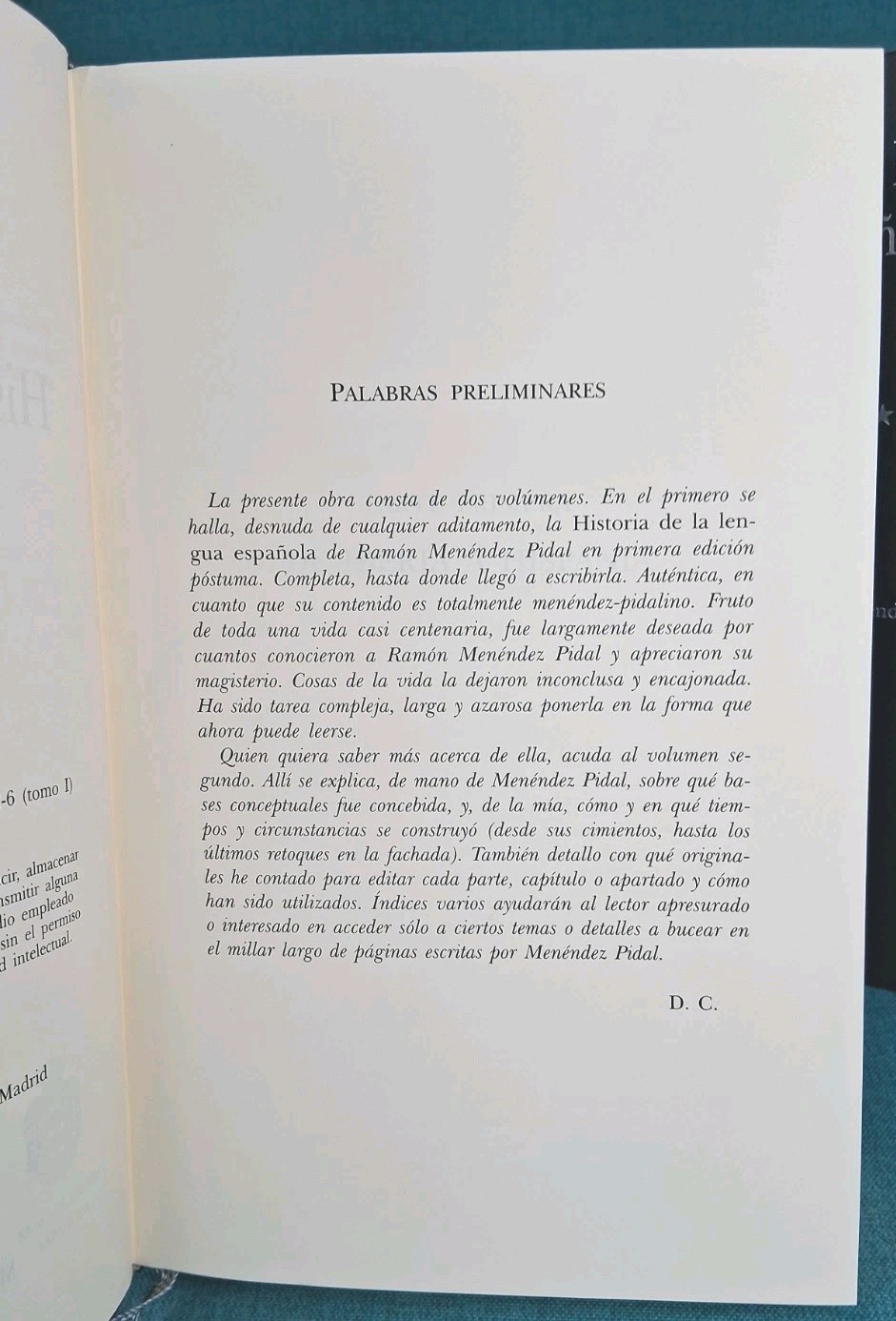 Historia de La Lenqua Espanola by Ramon Menedez Pidal Volums I & II w/ Case