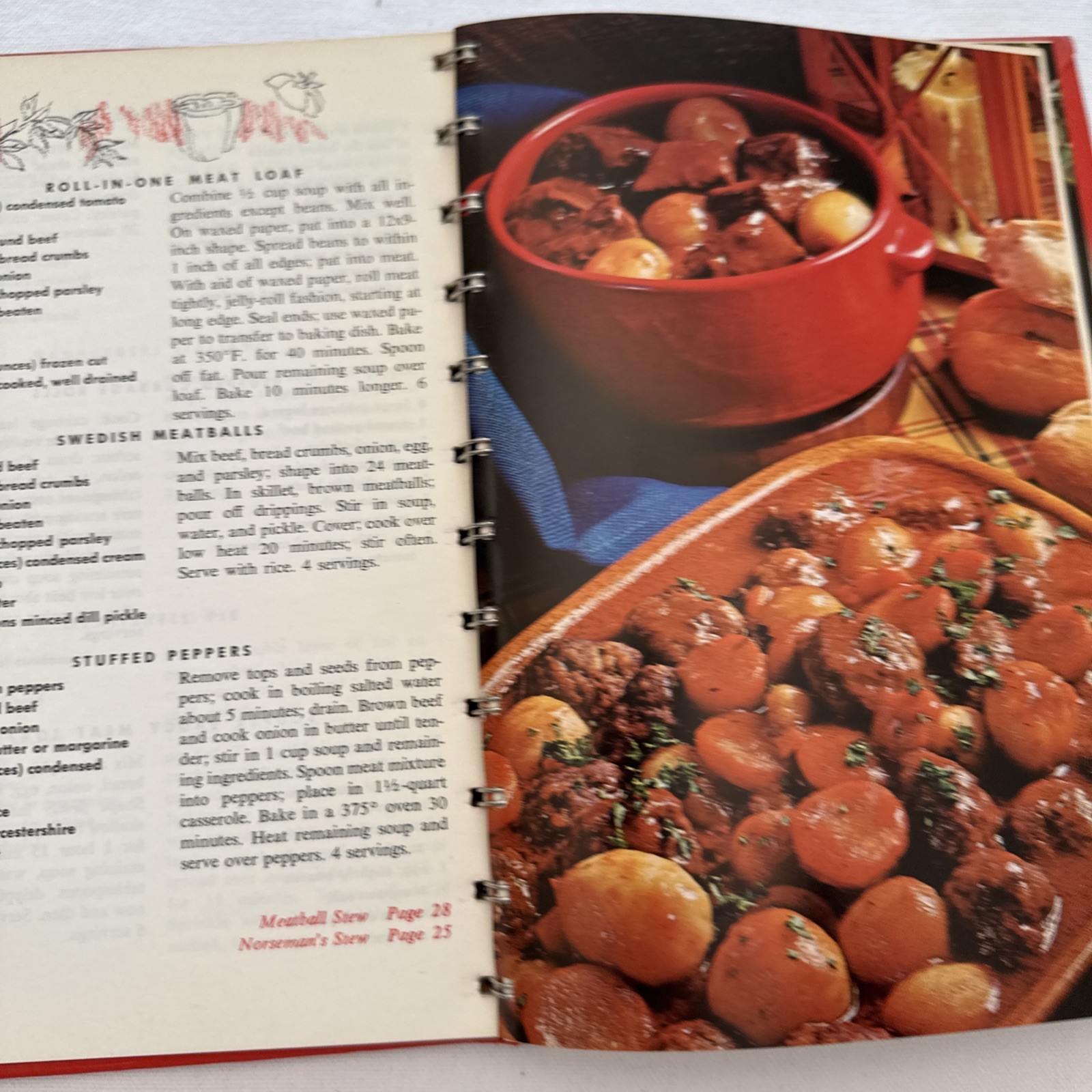 Vintage 1972 A Campbell Cookbook Cooking With Soup Spiral Bound Hardcover