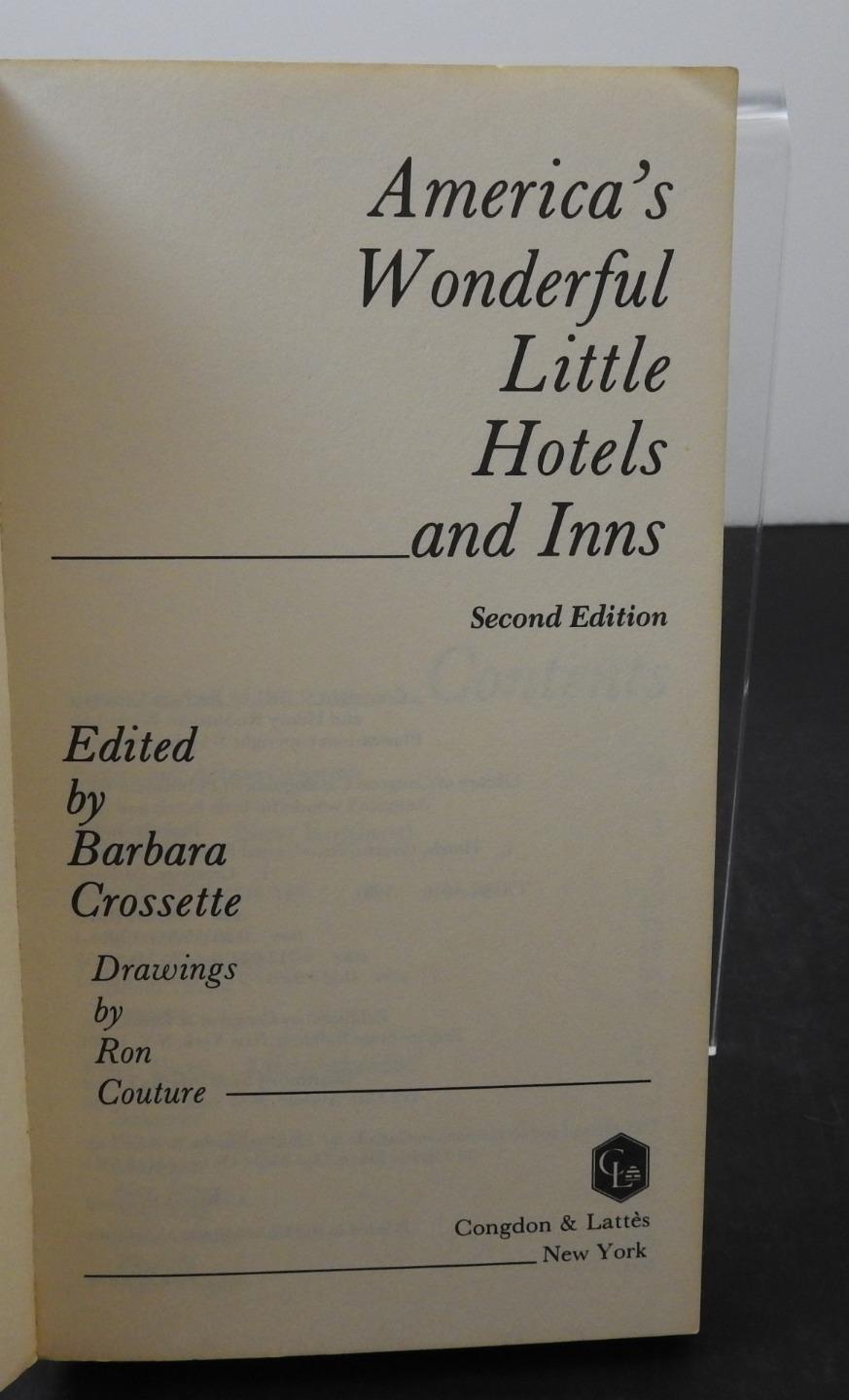 Vintage America’s Wonderful Little Hotels By Crossette (1984 Paperback) Book G4