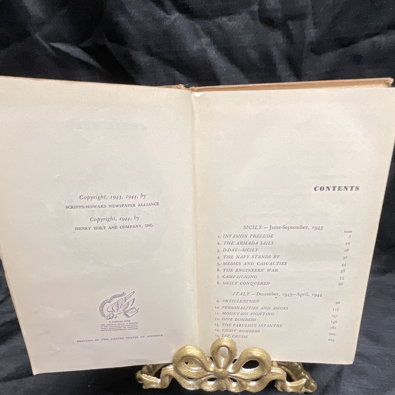Ernie Pyle Brave Men HC Henry Holt and Company 1944 WWII Nonfiction War