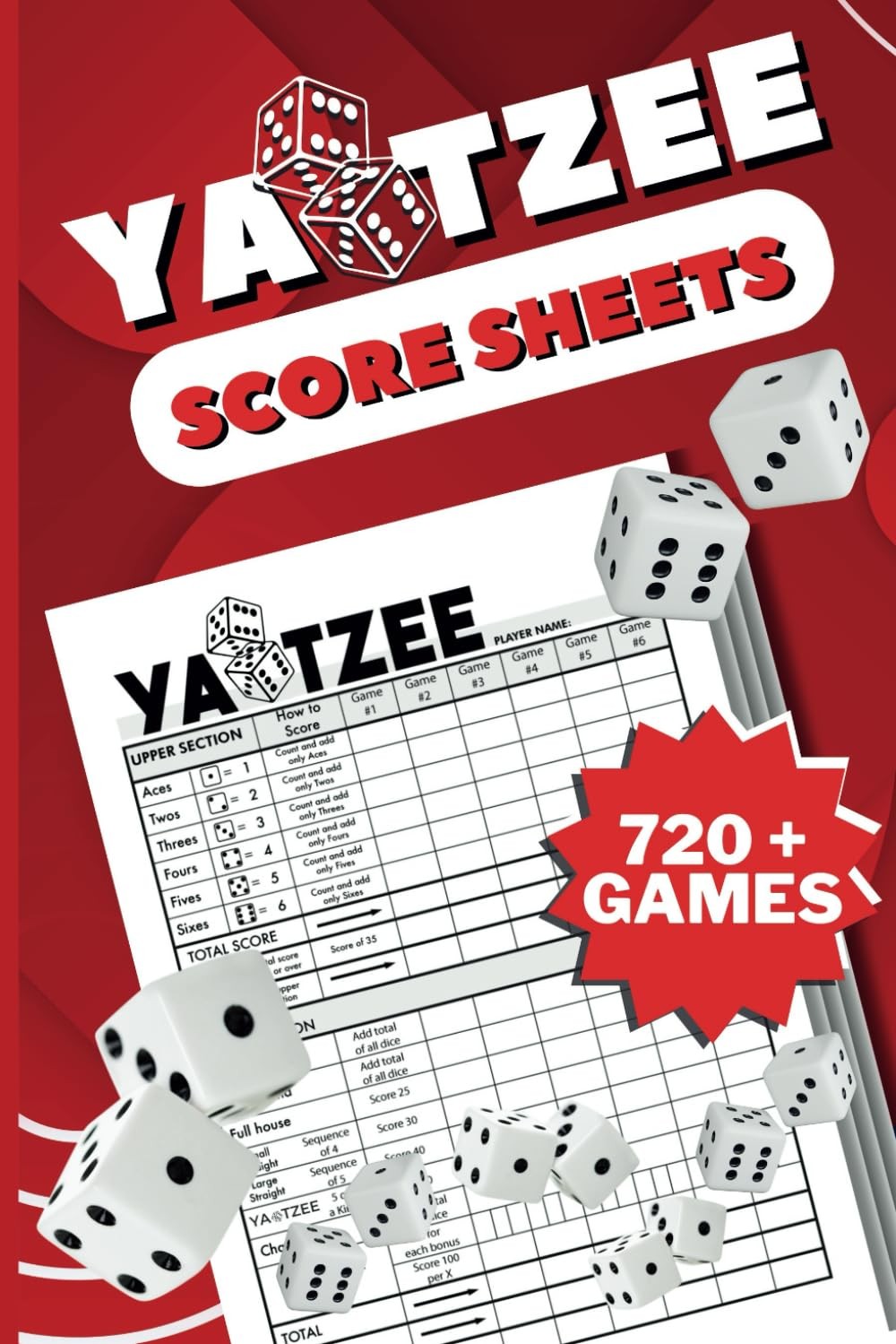 Yahtzee Score Pads 6×9 Inches Large Print Scorekeeping Sheets Game Night 720 …