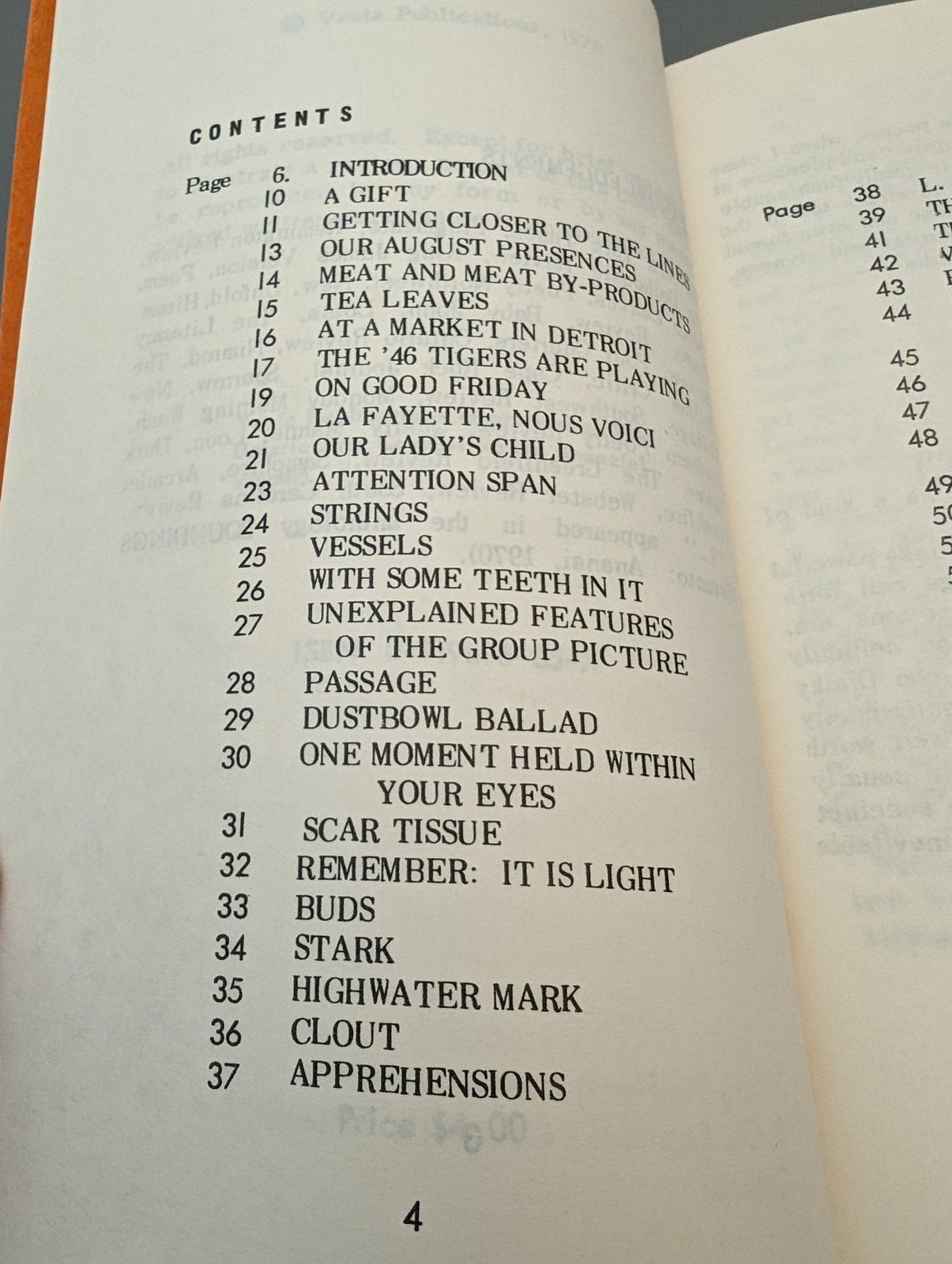 SIGNED! Scar Tissue by DITSKY, John 1978 Poetry SEE PICS