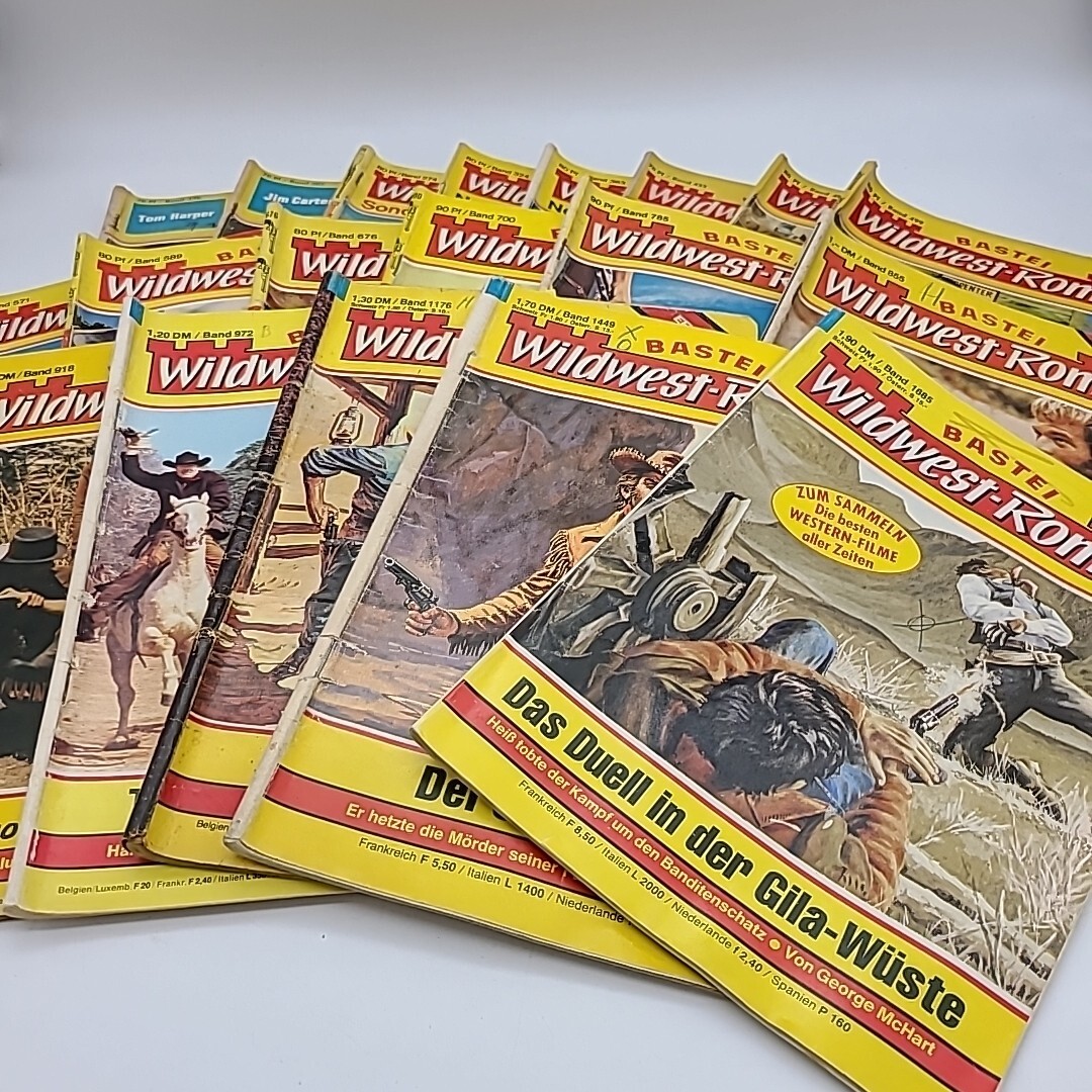 19 BASTEI Wildwest-Roman Western Pulp Fiction German Booklets Books 1960-70’s