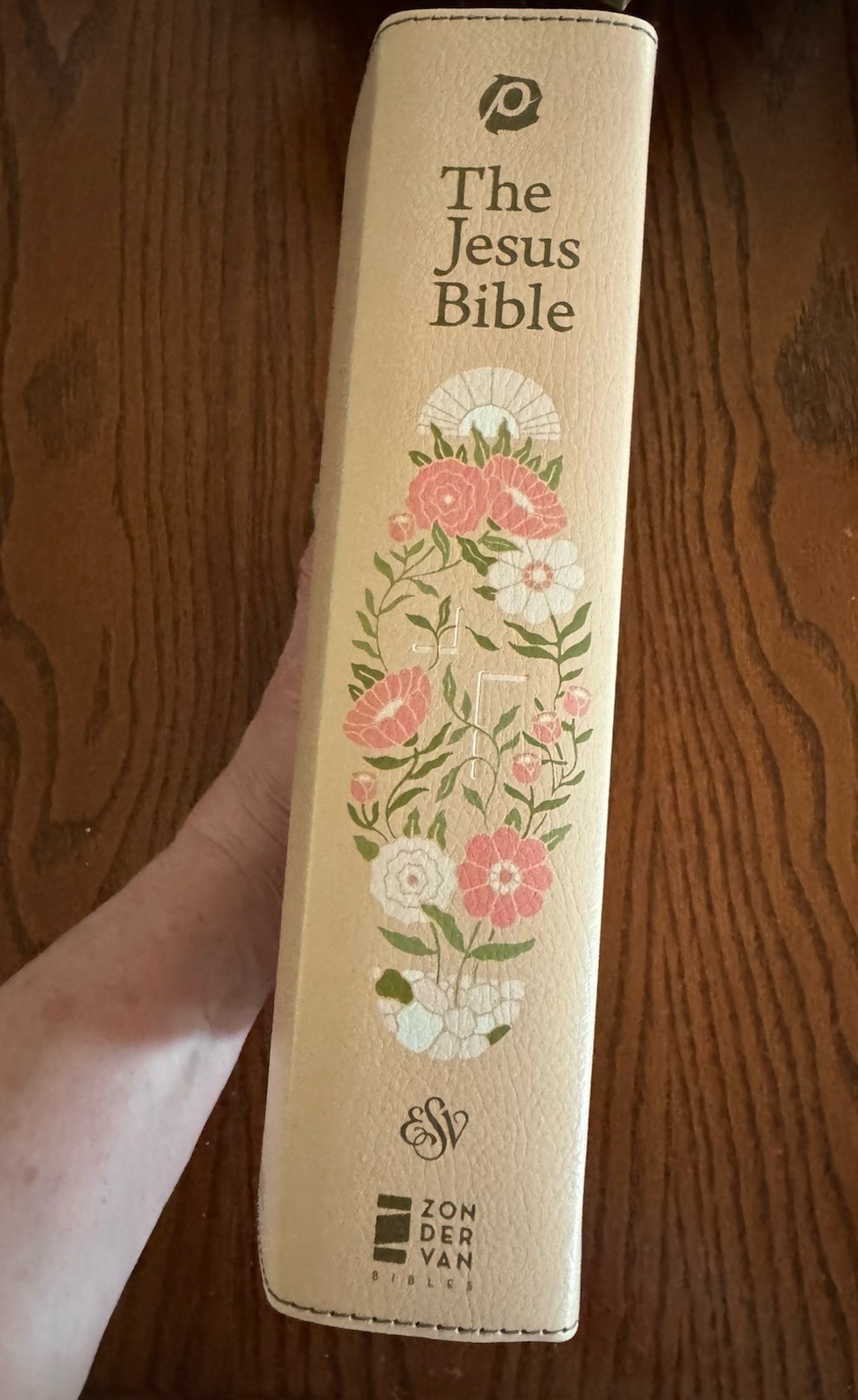 ESV The Jesus Bible in Light Peach Floral Leathersoft