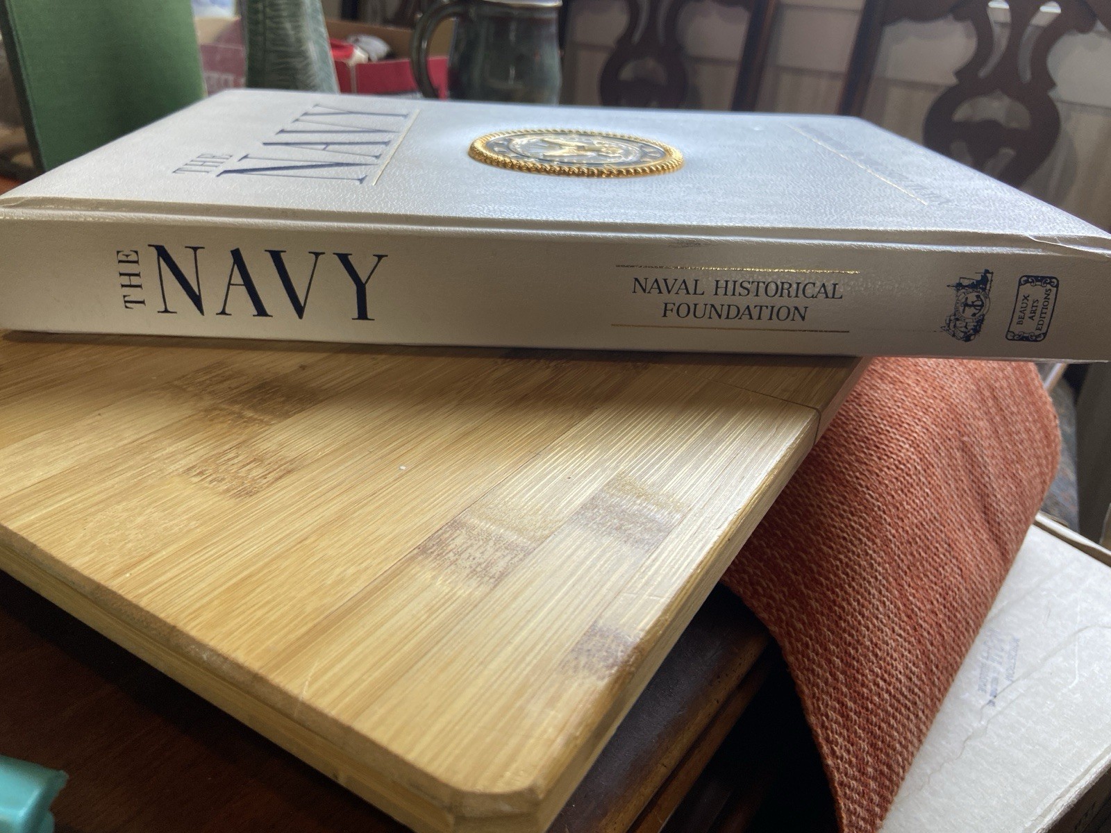 The Navy by Naval Historical Foundation Book Faux Leather Naval Insignia 14×10