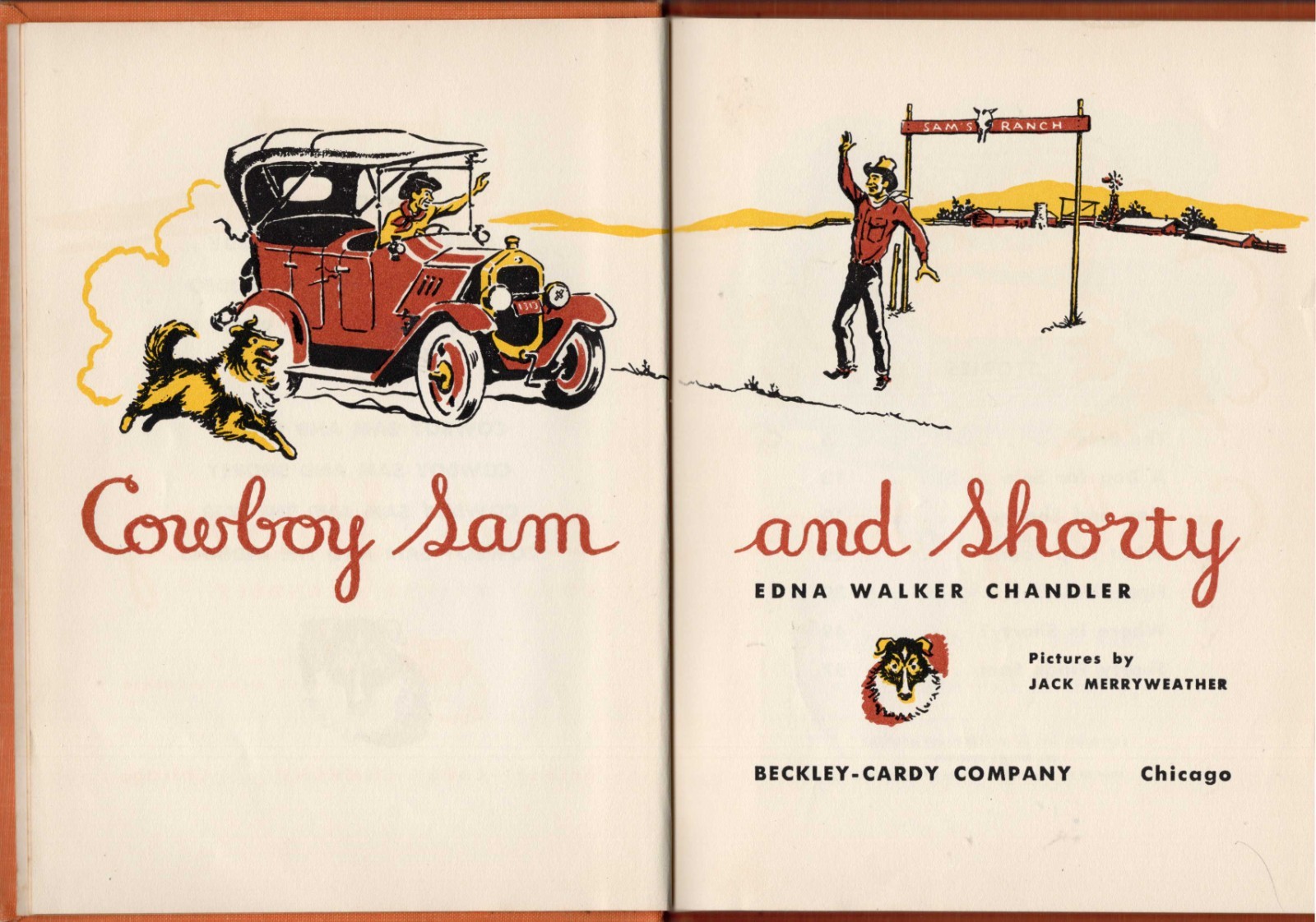 COWBOY SAM AND SHORTY, EDNA WALKER CHANDLER, HARDCOVER, EARLY READER, 1953
