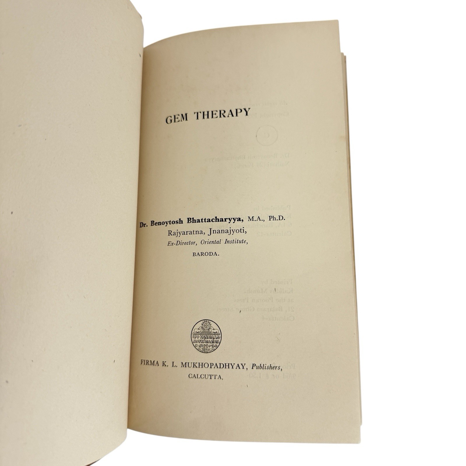 GEM THERAPY: B. Bhattacharyya 1958 – Vintage Ayurveda Medicine Book RARE