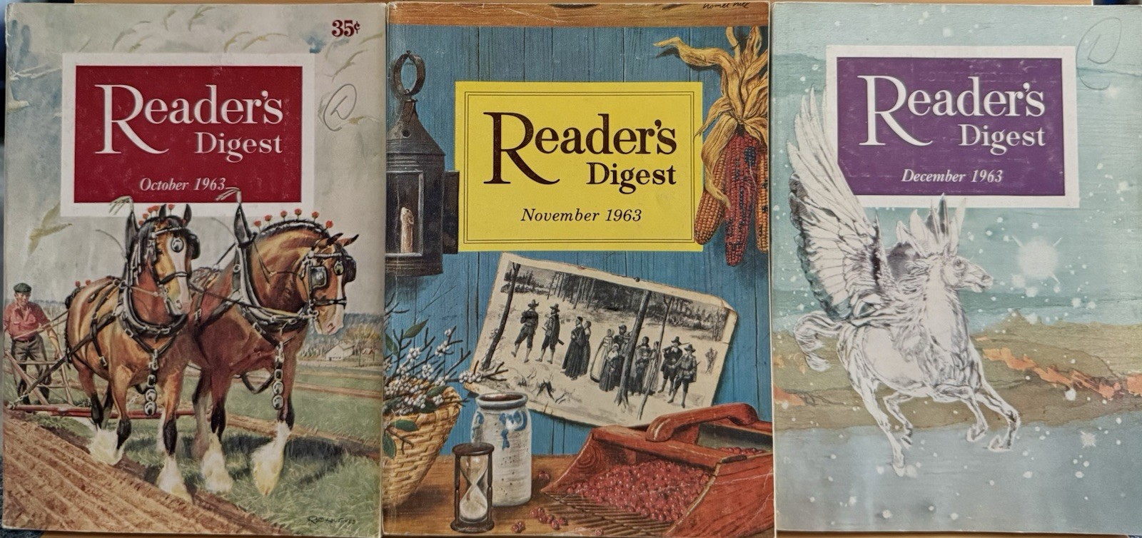 1963 Oct. Nov. Dec. (3) Vintage Classics READER’S DIGEST MAGAZINE History Retro