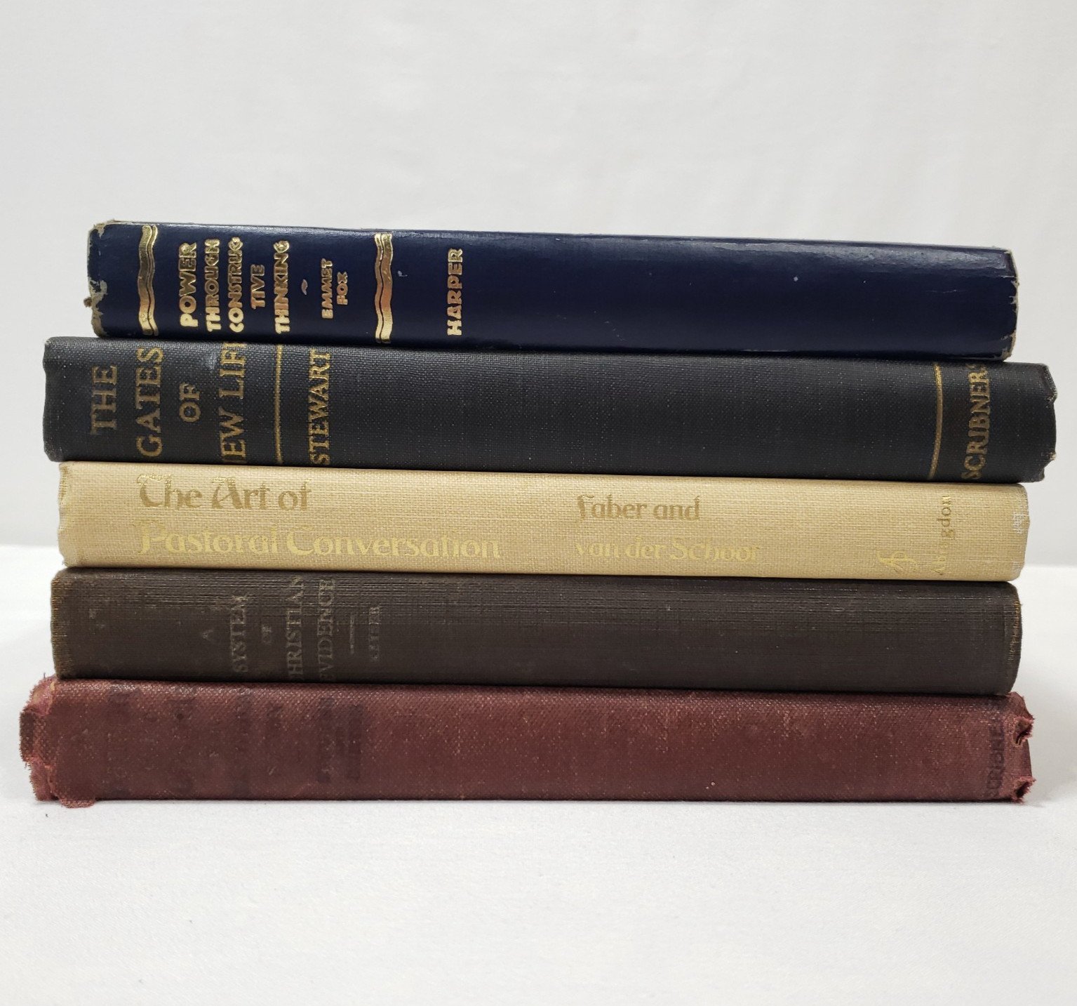 Vintage Christian Books Stack Lot of 5 Bible Theology Pastor Preacher Decorative