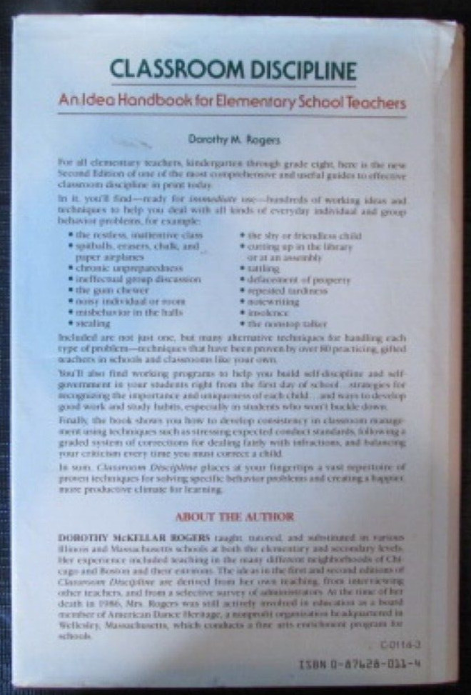 Classroom Discipline An Idea Handbook for Elementary School Teachers
