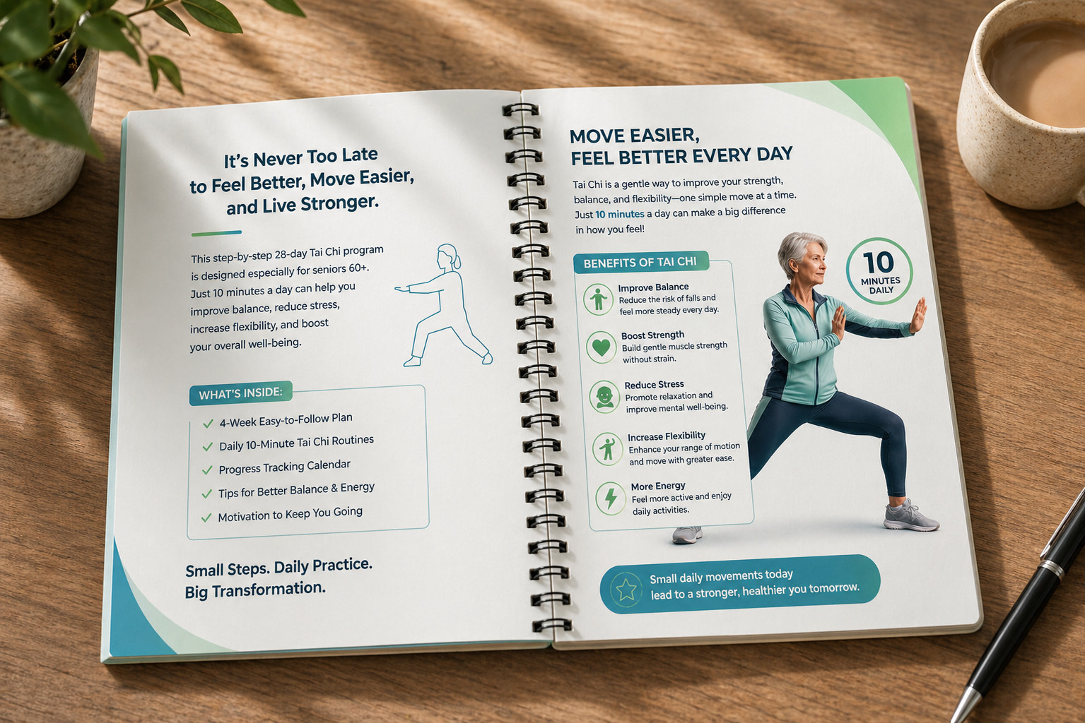 28-Day Tai Chi for Seniors Guide | Easy 10-Min Daily Routine | Balance, Flexibil