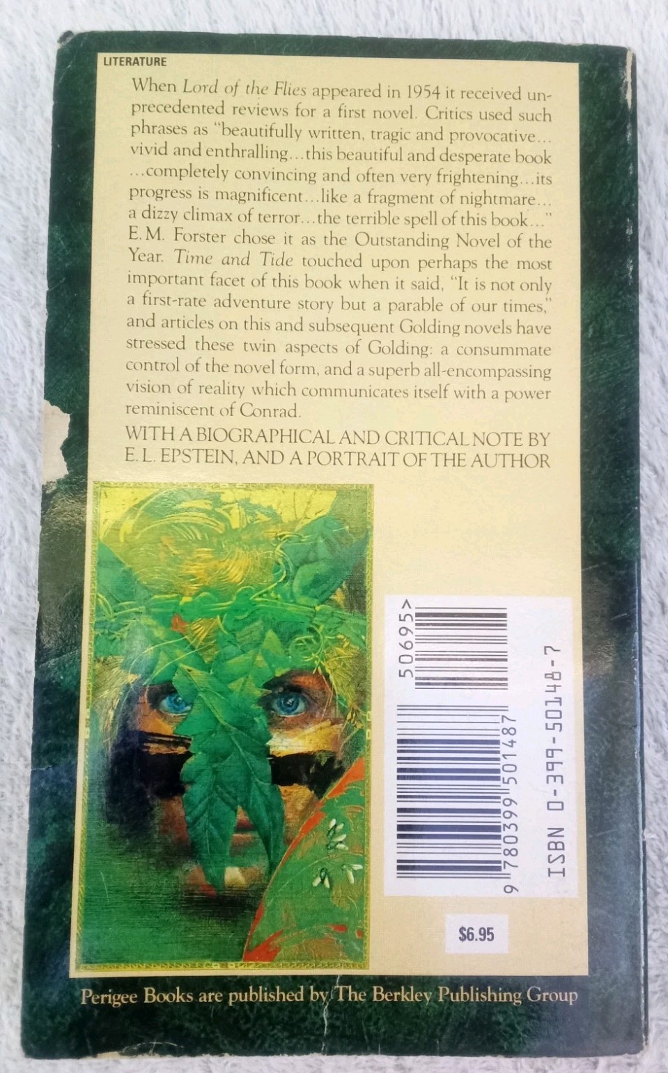 Lord Of The Flies A Novel By William Golding Vintage Paperback Book Perigee 1954