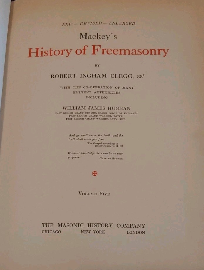 Antique 1921 Mackey’s Revised History of Freemasonry ~ Volume 5 Clegg Very Good