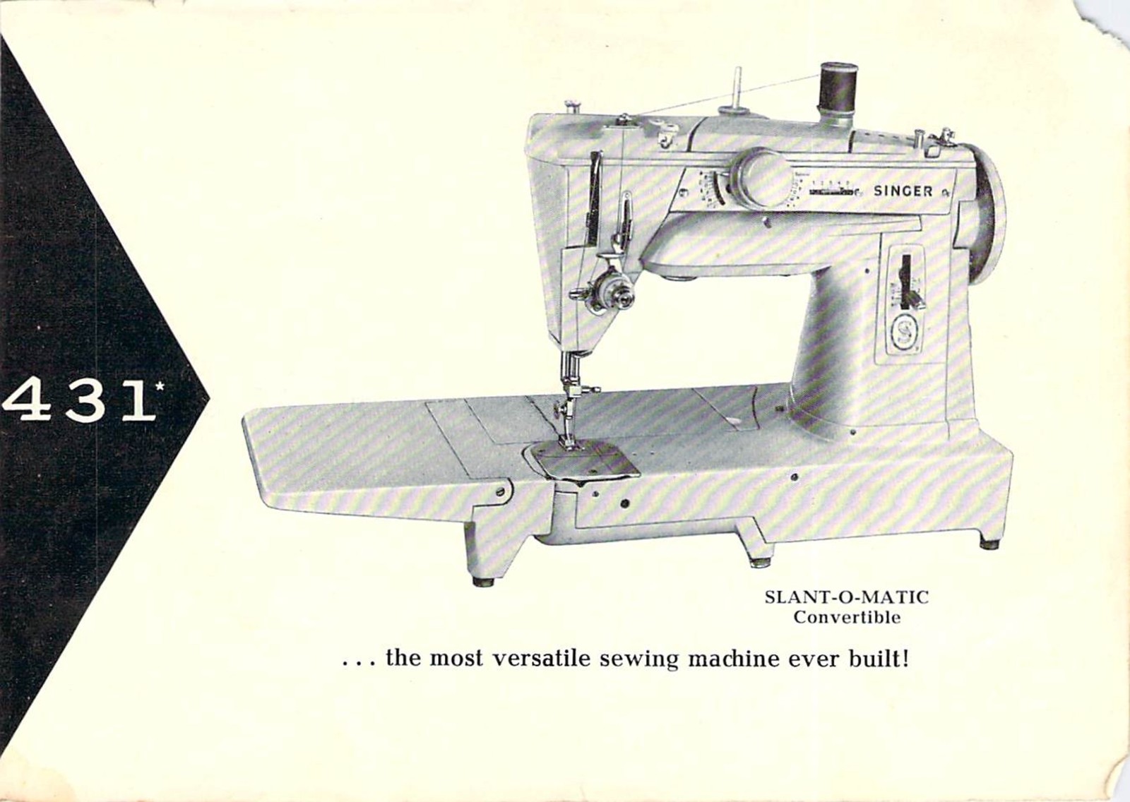 SINGER 431 Convertible Slant-O-Matic Instruction Manual – WIRE BOUND – COVERS