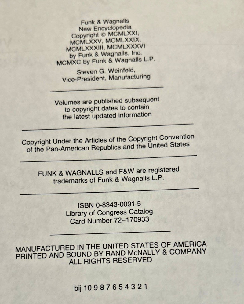 Funk and Wagnalls New Encyclopedia (1986) ~ Volume 1 ~ Hardcover
