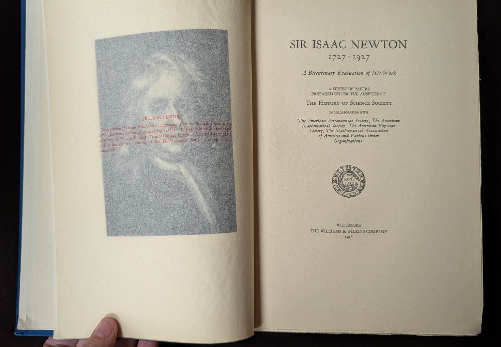 Sir Isaac Newton 1727-1927: A Bicentenary Evaluation of His Work 1928